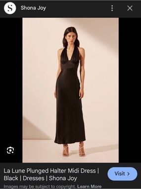 Shona Joy Black Plunged Halter Midi Dress